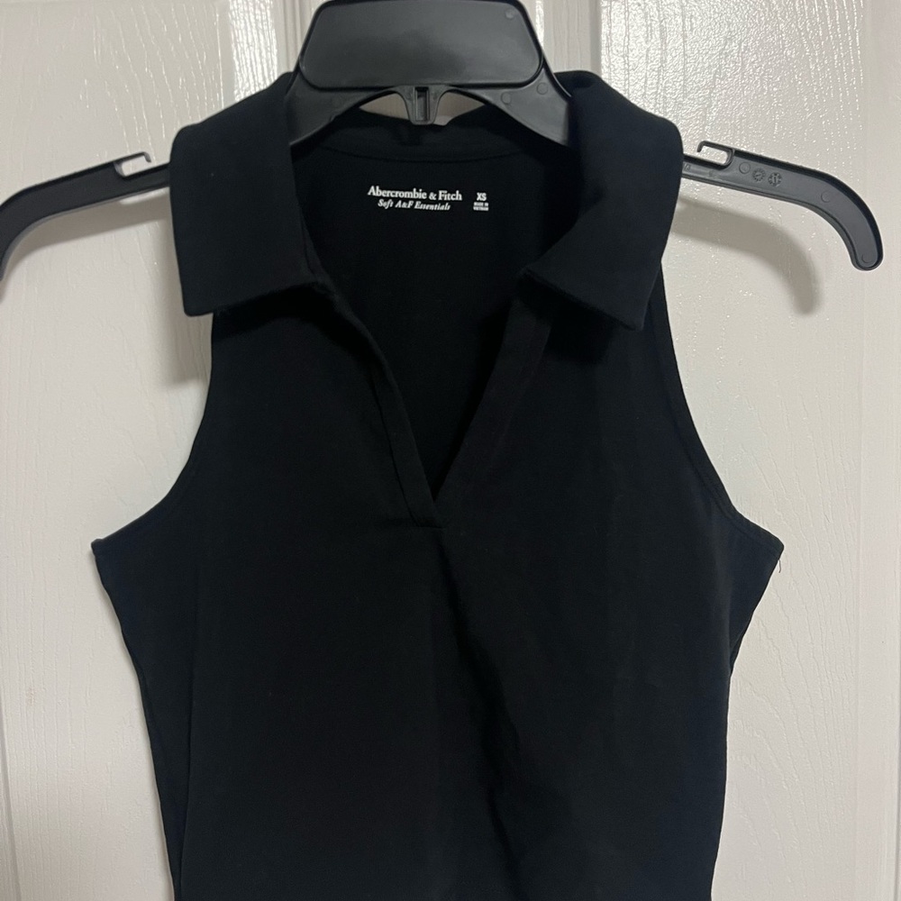 Abercrombie & Fitch Black Collared Tank Top